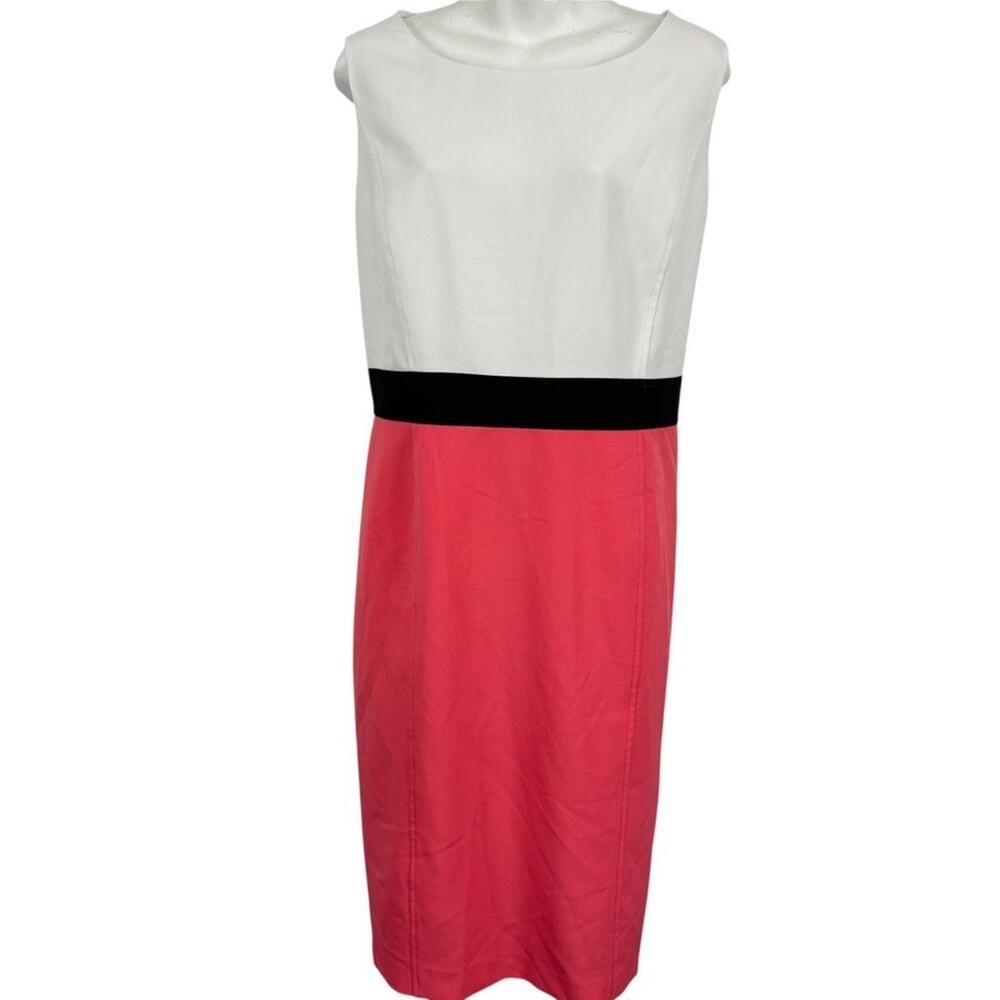 Black Label by Evan Picone Womens Colorblock Sheath Career Business Dress sz 16
